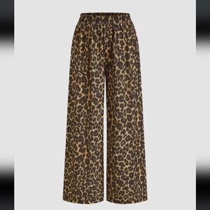 Cider Leopard Pull-on Wide-Leg Pants Nwt Size Small Brown & Black